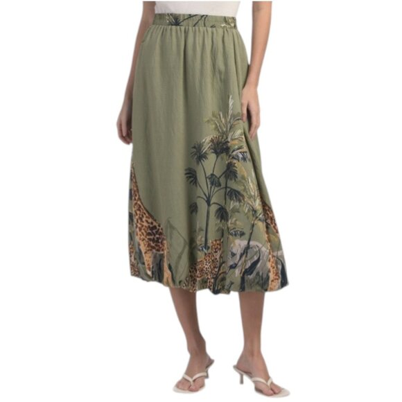 CIEBON Andrey Printed Bubble Hem Midi Skirt